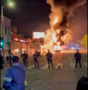 LA erupts into chaos following Dodgers’ World Series victory with looters raiding Nike store, ‘hostile’ mob burning a bus…