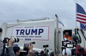 Trump campaigns in a garbage truck less than 24 hours after Biden called his supporters “garbage”…